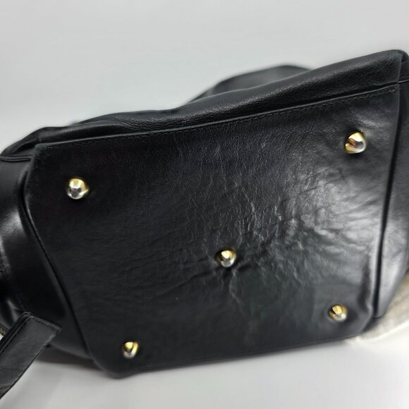 Marino Orlandi Black Leather Hobo Shoulder Bag Gold Hardware Made in Italy - Picture 15 of 16